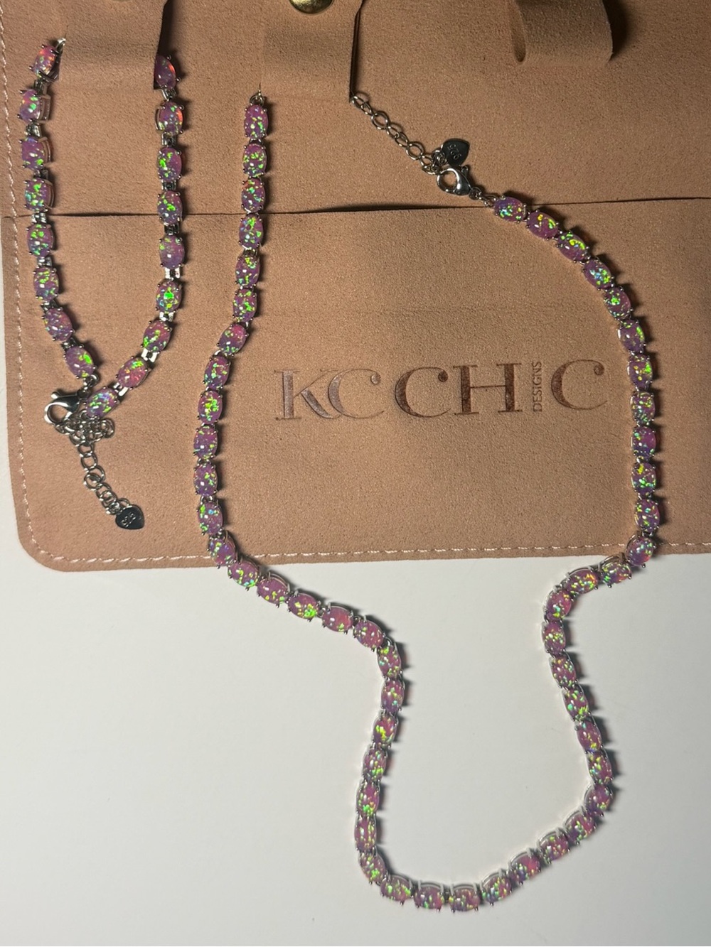 KC Chic Barbie Pink Opal Necklace and Bracelet Duo